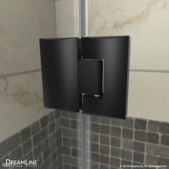 Prism Lux 36 5/16 in. x 72 in. Fully Frameless Neo-Angle Hinged Shower Enclosure in Satin Black