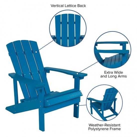 Charlestown All-Weather Adirondack Chair in Blue Faux Wood