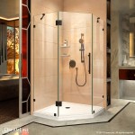 Prism Lux 40 3/8 in. x 72 in. Fully Frameless Neo-Angle Hinged Shower Enclosure in Satin Black