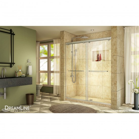 Charisma 56-60 in. W x 76 in. H Frameless Bypass Sliding Shower Door in Brushed Nickel