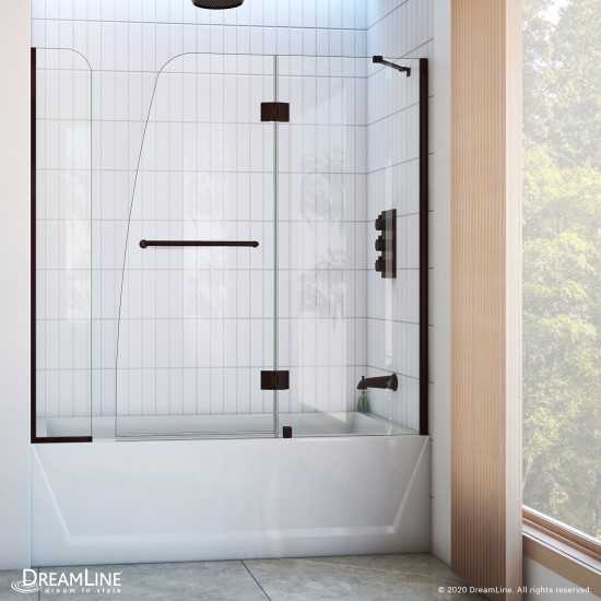 Aqua 56-60 in. W x 58 in. H Frameless Hinged Tub Door with Extender Panel in Oil Rubbed Bronze