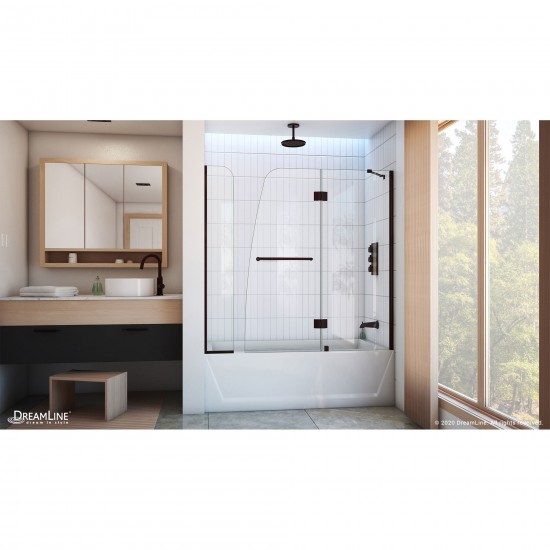 Aqua 56-60 in. W x 58 in. H Frameless Hinged Tub Door with Extender Panel in Oil Rubbed Bronze