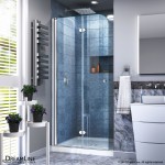 Aqua Fold 33 1/2 in. W x 72 in. H Frameless Bi-Fold Shower Door in Chrome