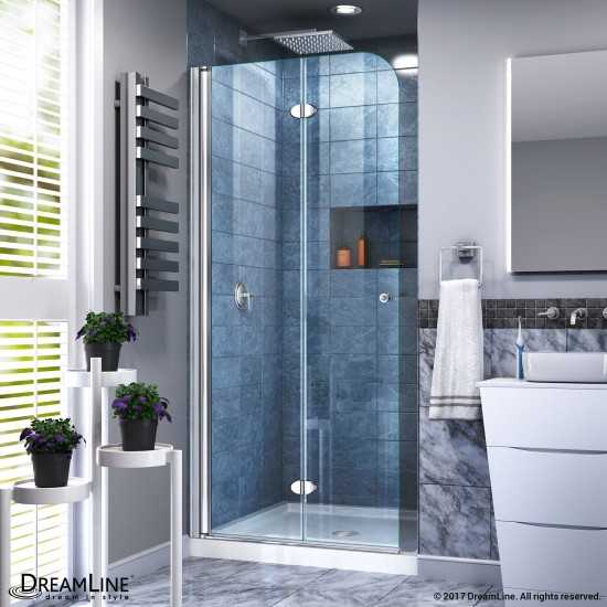 Aqua Fold 33 1/2 in. W x 72 in. H Frameless Bi-Fold Shower Door in Chrome