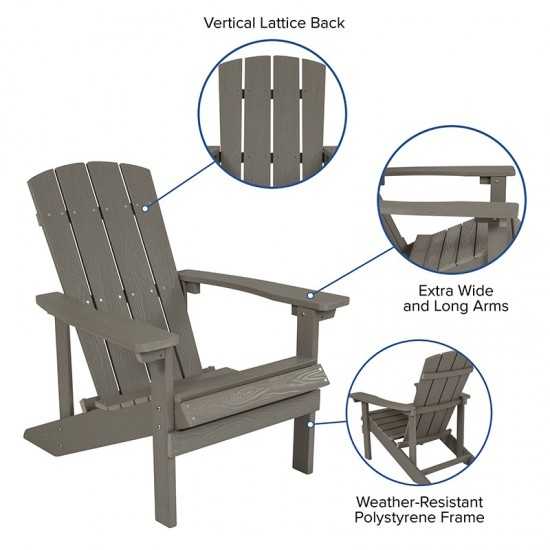 Charlestown All-Weather Adirondack Chair in Gray Faux Wood