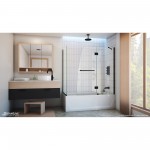 Aqua 56-60 in. W x 30 in. D x 58 in. H Frameless Hinged Tub Door with 30 in. Return Panel in Satin Black