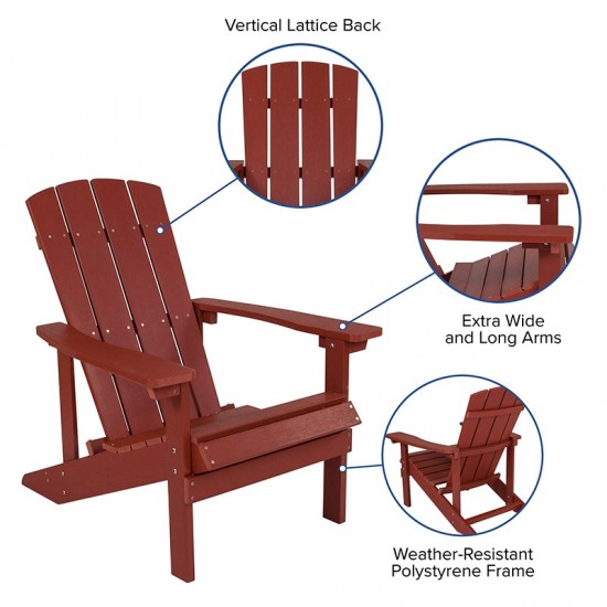 Charlestown All-Weather Adirondack Chair in Red Faux Wood