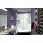 Visions 30 in. D x 60 in. W x 76 3/4 in. H Sliding Shower Door in Chrome with Center Drain White Base, Backwalls