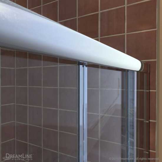 Visions 30 in. D x 60 in. W x 76 3/4 in. H Sliding Shower Door in Chrome with Center Drain White Base, Backwalls