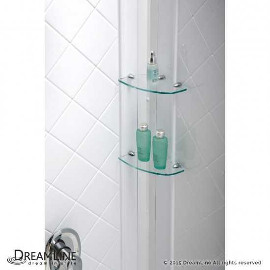 Visions 30 in. D x 60 in. W x 76 3/4 in. H Sliding Shower Door in Chrome with Center Drain White Base, Backwalls