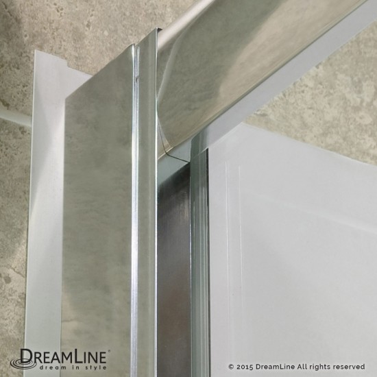 Visions 30 in. D x 60 in. W x 76 3/4 in. H Sliding Shower Door in Chrome with Left Drain White Base, Backwalls