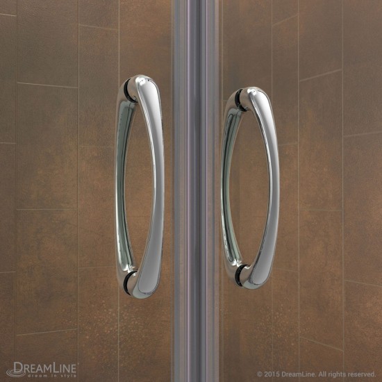 Visions 32 in. D x 60 in. W x 76 3/4 in. H Sliding Shower Door in Chrome with Left Drain White Base, Backwalls