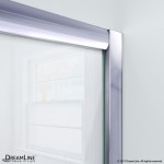 Visions 34 in. D x 60 in. W x 76 3/4 in. H Sliding Shower Door in Chrome with Center Drain White Base, Backwalls
