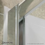 Visions 34 in. D x 60 in. W x 76 3/4 in. H Sliding Shower Door in Chrome with Center Drain White Base, Backwalls