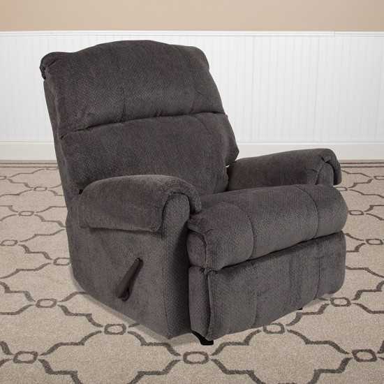 Contemporary Kelly Gray Super Soft Microfiber Rocker Recliner