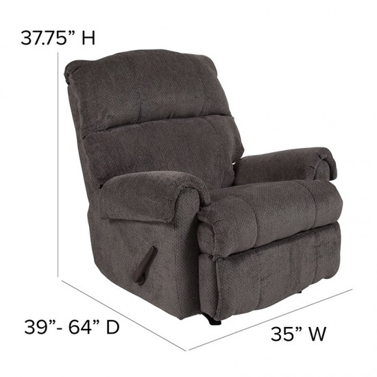 Contemporary Kelly Gray Super Soft Microfiber Rocker Recliner