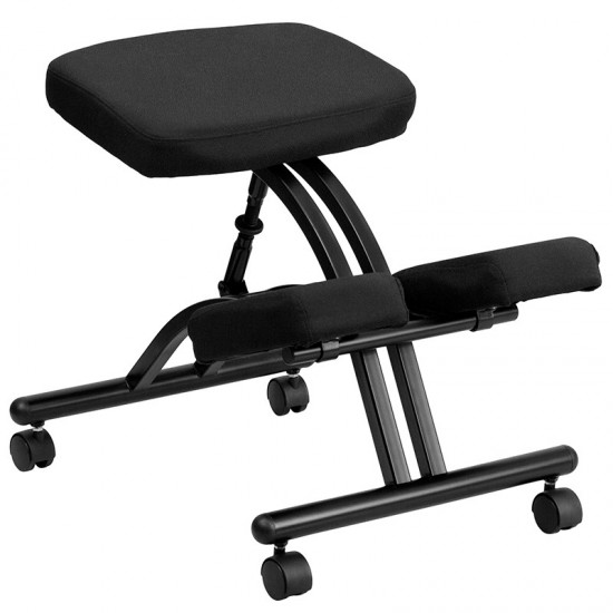 Mobile Ergonomic Kneeling Office Chair in Black Fabric