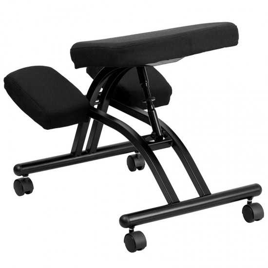 Mobile Ergonomic Kneeling Office Chair in Black Fabric