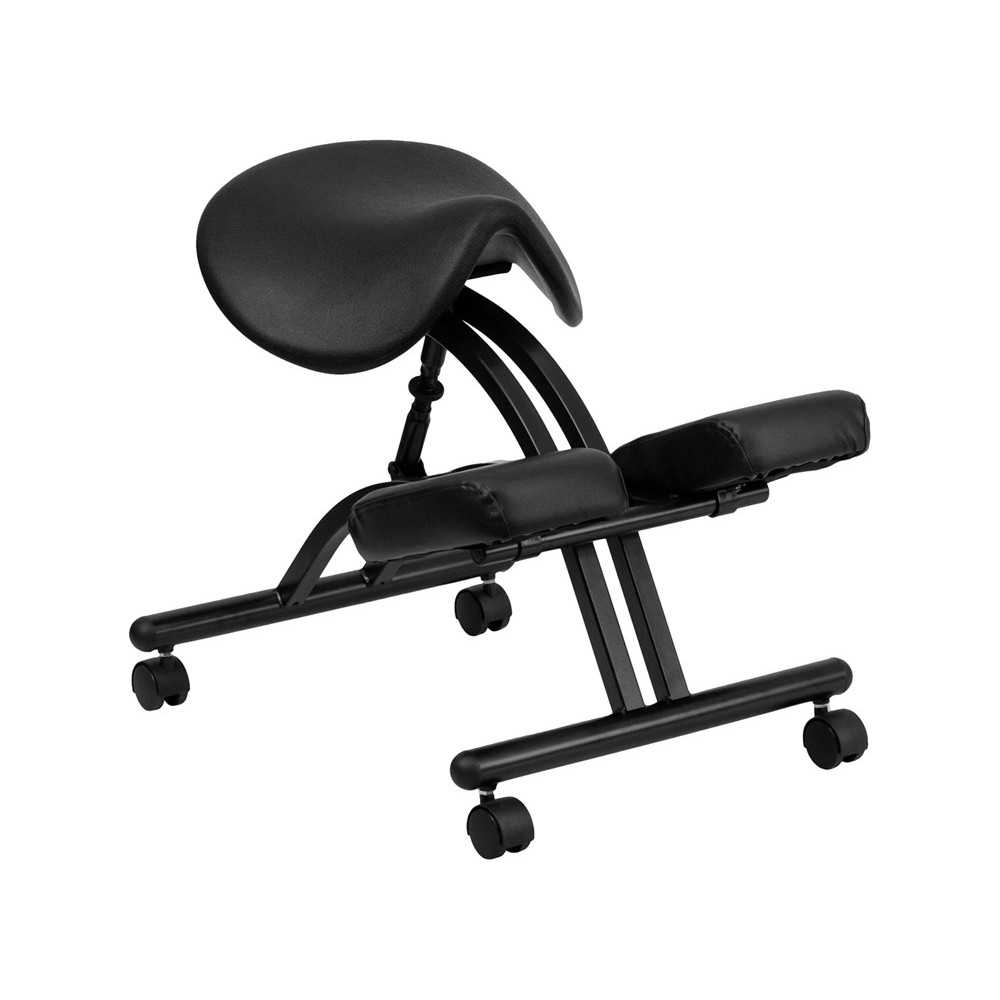 Ergonomic Kneeling Office Chair with Black Saddle Seat