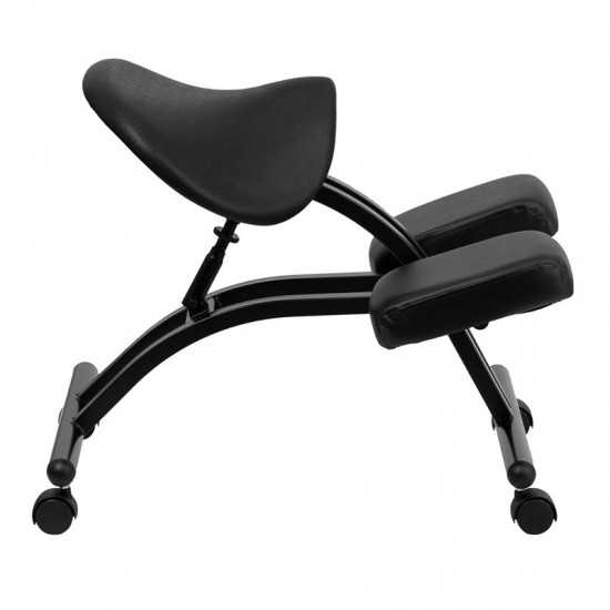 Ergonomic Kneeling Office Chair with Black Saddle Seat