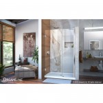 Unidoor 42-43 in. W x 72 in. H Frameless Hinged Shower Door with Support Arm in Chrome