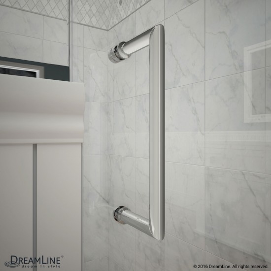 Unidoor 42-43 in. W x 72 in. H Frameless Hinged Shower Door with Support Arm in Chrome