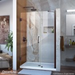 Unidoor 42-43 in. W x 72 in. H Frameless Hinged Shower Door with Support Arm in Oil Rubbed Bronze