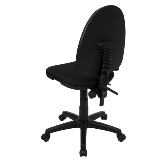 Mid-Back Black Fabric Multifunction Swivel Ergonomic Task Office Chair with Adjustable Lumbar Support