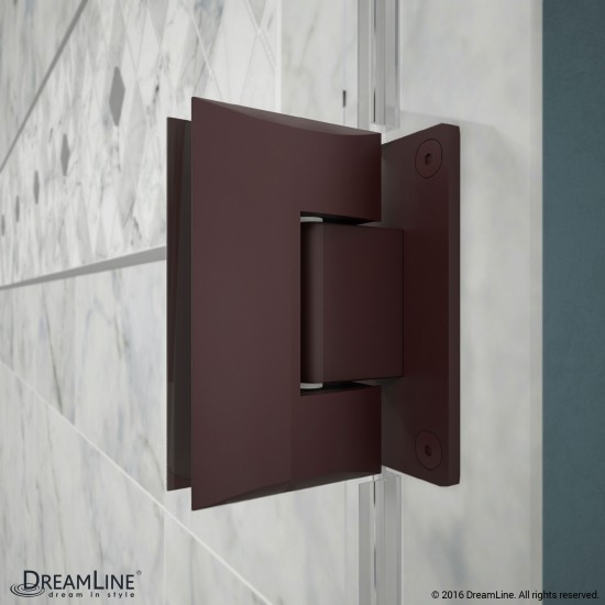 Unidoor 46-47 in. W x 72 in. H Frameless Hinged Shower Door with Support Arm in Oil Rubbed Bronze