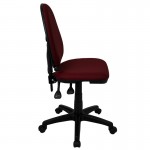 Mid-Back Burgundy Fabric Multifunction Swivel Ergonomic Task Office Chair with Adjustable Lumbar Support