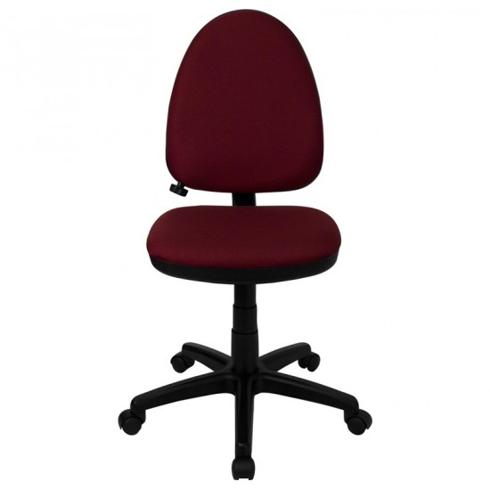 Mid-Back Burgundy Fabric Multifunction Swivel Ergonomic Task Office Chair with Adjustable Lumbar Support