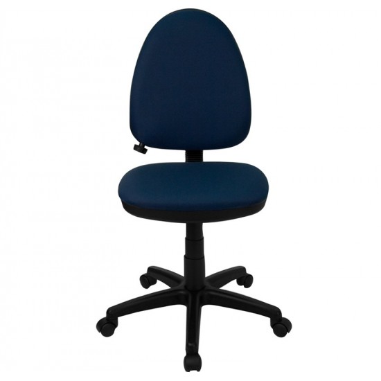 Mid-Back Navy Blue Fabric Multifunction Swivel Ergonomic Task Office Chair with Adjustable Lumbar Support