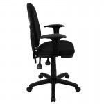 Mid-Back Black Fabric Multifunction Swivel Ergonomic Task Office Chair with Adjustable Lumbar Support & Arms