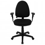 Mid-Back Black Fabric Multifunction Swivel Ergonomic Task Office Chair with Adjustable Lumbar Support & Arms