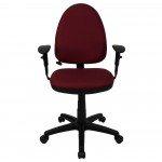 Mid-Back Burgundy Fabric Multifunction Swivel Ergonomic Task Office Chair with Adjustable Lumbar Support & Arms