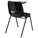 Black Padded Ergonomic Shell Chair with Left Handed Flip-Up Tablet Arm