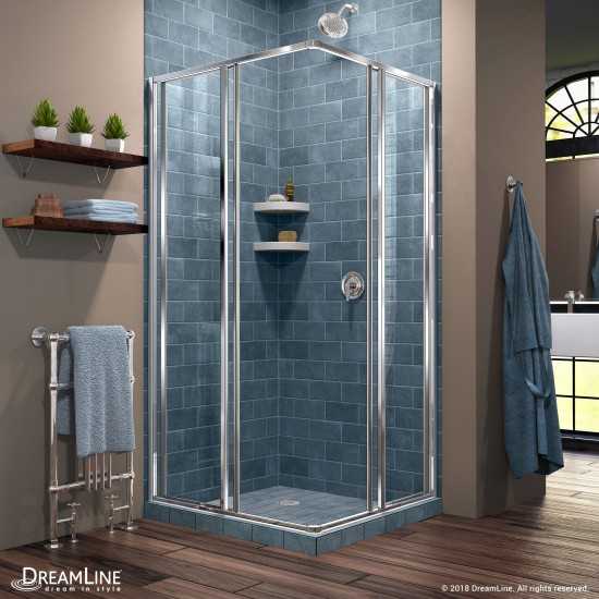 Cornerview 34 1/2 in. D x 34 1/2 in. W x 72 in. H Framed Sliding Shower Enclosure in Chrome