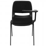 Black Padded Ergonomic Shell Chair with Left Handed Flip-Up Tablet Arm