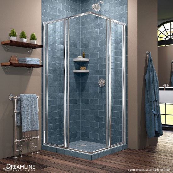 Cornerview 40 1/2 in. D x 40 1/2 in. W x 72 in. H Framed Sliding Shower Enclosure in Chrome