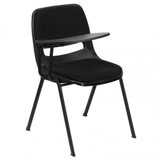 Black Padded Ergonomic Shell Chair with Right Handed Flip-Up Tablet Arm