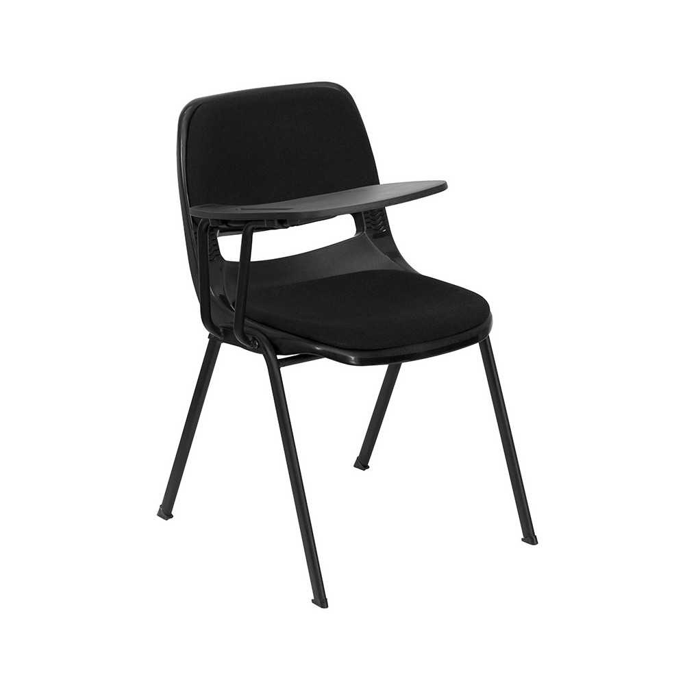 Black Padded Ergonomic Shell Chair with Right Handed Flip-Up Tablet Arm