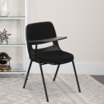 Black Padded Ergonomic Shell Chair with Right Handed Flip-Up Tablet Arm