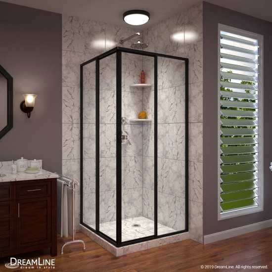 Cornerview 40 1/2 in. D x 40 1/2 in. W x 72 in. H Framed Sliding Shower Enclosure in Satin Black