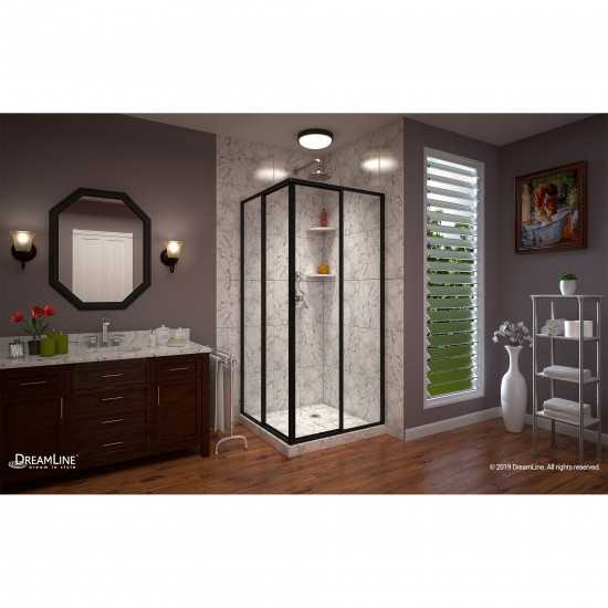 Cornerview 40 1/2 in. D x 40 1/2 in. W x 72 in. H Framed Sliding Shower Enclosure in Satin Black
