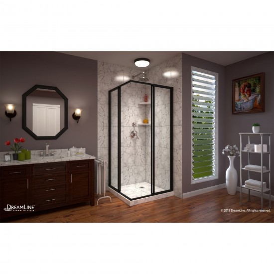 Cornerview 34 1/2 in. D x 34 1/2 in. W x 72 in. H Framed Sliding Shower Enclosure in Satin Black