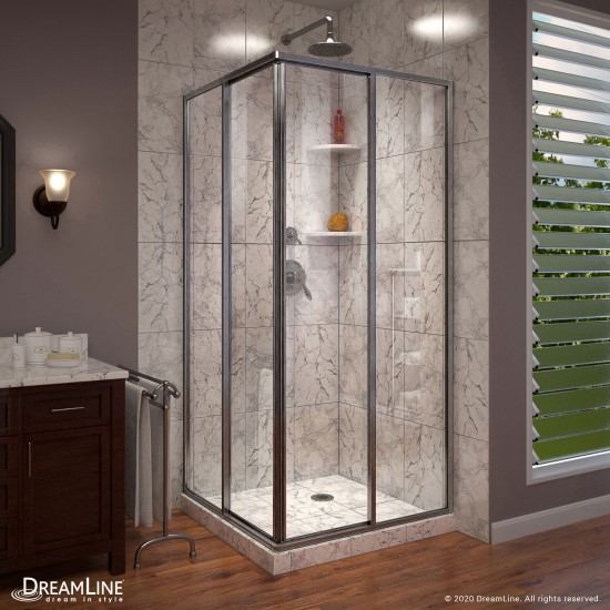 Cornerview 34 1/2 in. D x 34 1/2 in. W x 72 in. H Framed Sliding Shower Enclosure in Brushed Nickel