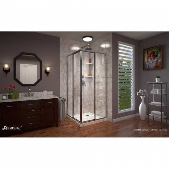 Cornerview 34 1/2 in. D x 34 1/2 in. W x 72 in. H Framed Sliding Shower Enclosure in Brushed Nickel