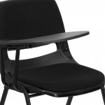 Black Padded Ergonomic Shell Chair with Right Handed Flip-Up Tablet Arm