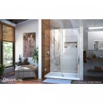 Unidoor 47-48 in. W x 72 in. H Frameless Hinged Shower Door with Support Arm in Chrome