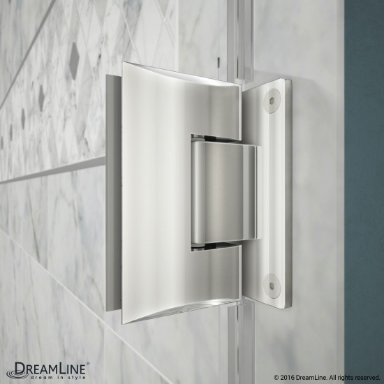 Unidoor 47-48 in. W x 72 in. H Frameless Hinged Shower Door with Support Arm in Chrome